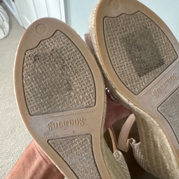 Soludos Canvas Espadrille Wedges | Size 6 | Natural Linen with Ankle Strap - Picture 6 of 10
